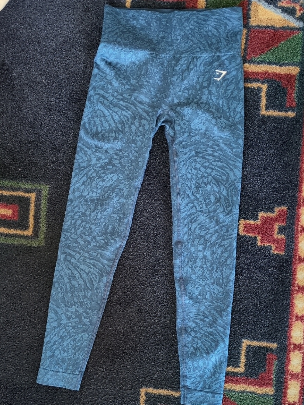 Gymshark Kids Teal Blue Textured High-Waist Leggings